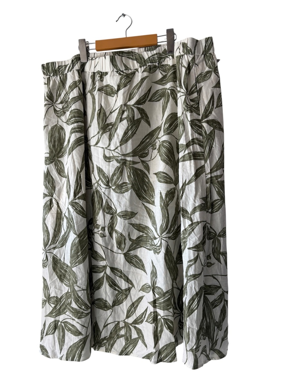 Reitmans Linen-Blend Midi Skirt Set Green Leaf Pattern High Side Slit Size XXL - Picture 8 of 16